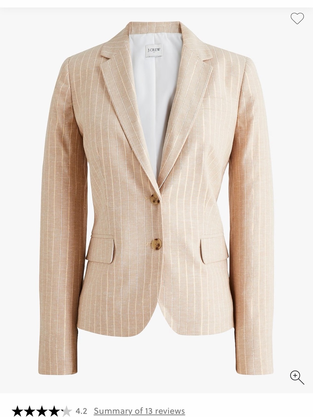J. Crew Size 12 Beige Pinstripe Blazer